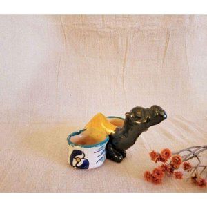 Vintage Pottery Camel Salt + Pepper Pinch Bowl Jar